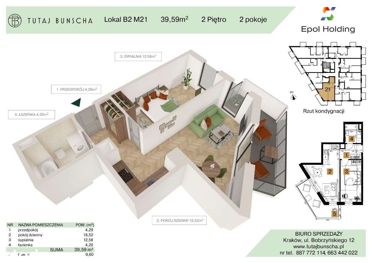 2-pokojowe mieszkanie 39 m2 + balkon 9 m2, Bezpośrednio