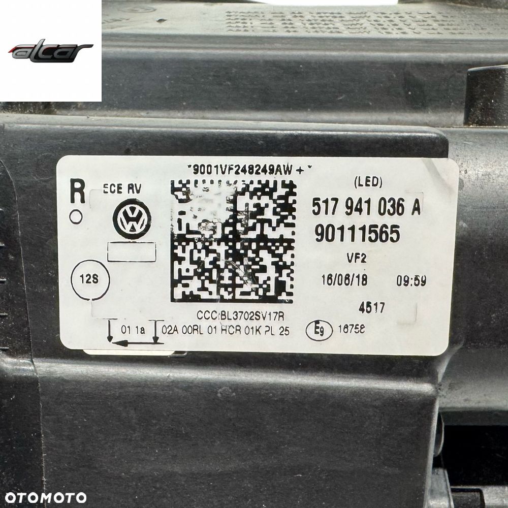REFLEKTOR LAMPA PRAWA PRZÓD FULL LED VW GOLF SPORTSVAN 517 941 036 A - 8