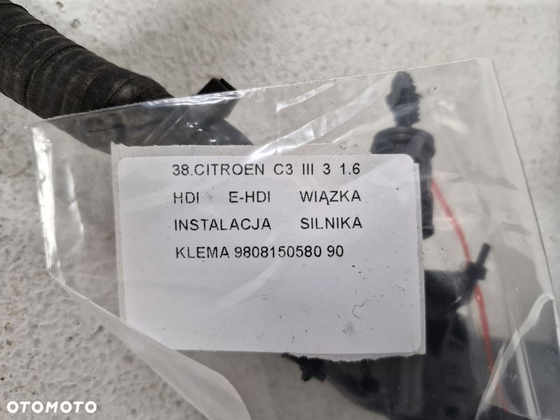 citroen c3 iii 3 1.6 hdi e-hdi wiązka instalacja silnika klema 9808150580 - 8