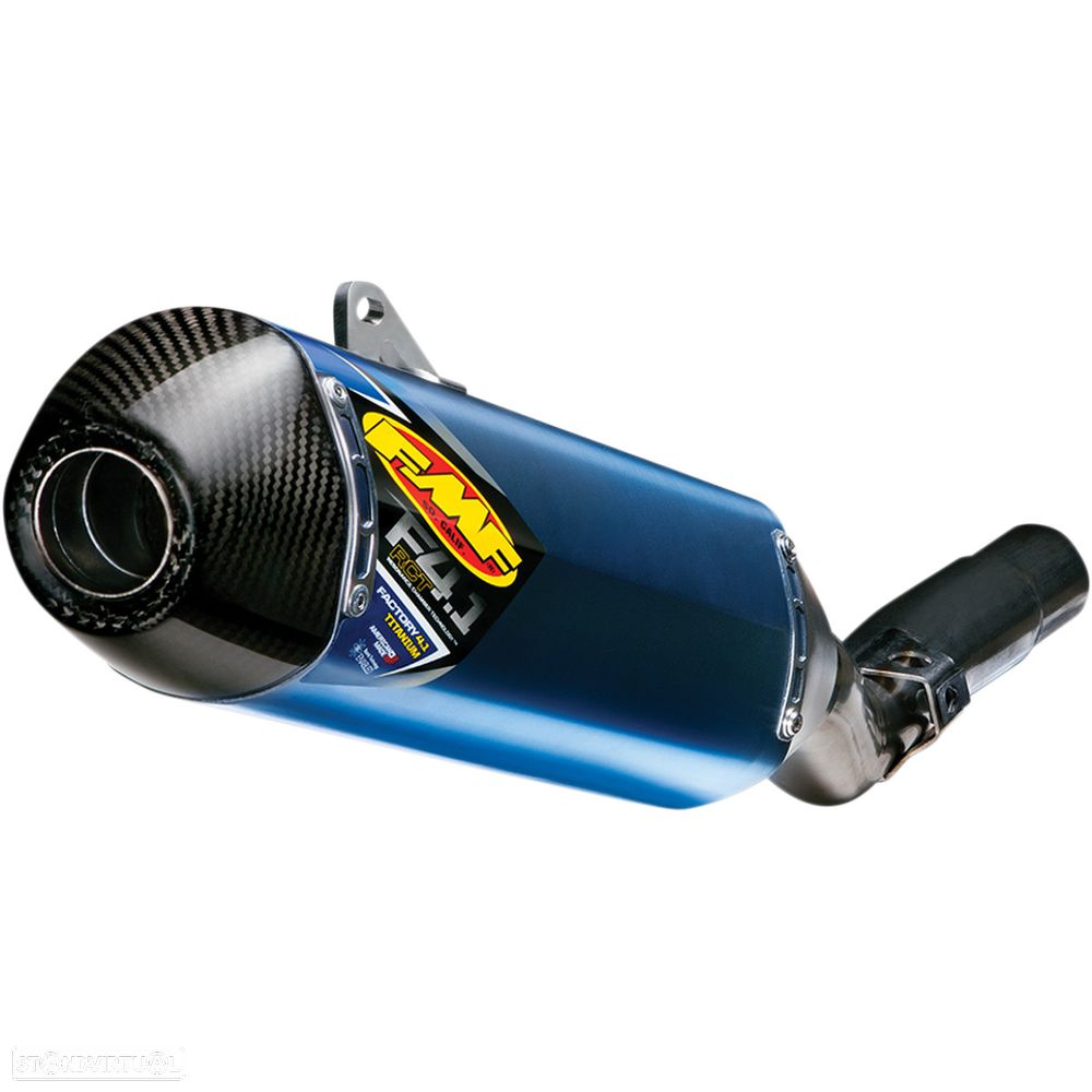 ponteira de escape fmf factory 4.1 rct slip-on titanium / carbon blue anodized suzuki rm-z 250 - 1