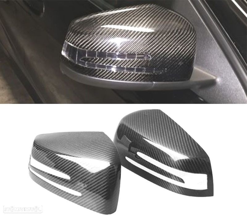 CAPAS DE ESPELHOS RETROVISORES CARBONO MERCEDES CLASSE A B C E S CLA GLK GLA 06-18 - 2
