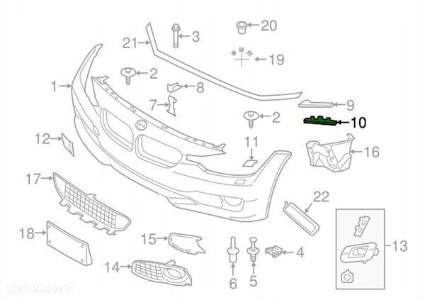 ŚLIZG MOCOWANIE ZDERZAKA UCHWYT BMW 4 F32 F33 F36 LIFT DOLNY LEWY 7294653