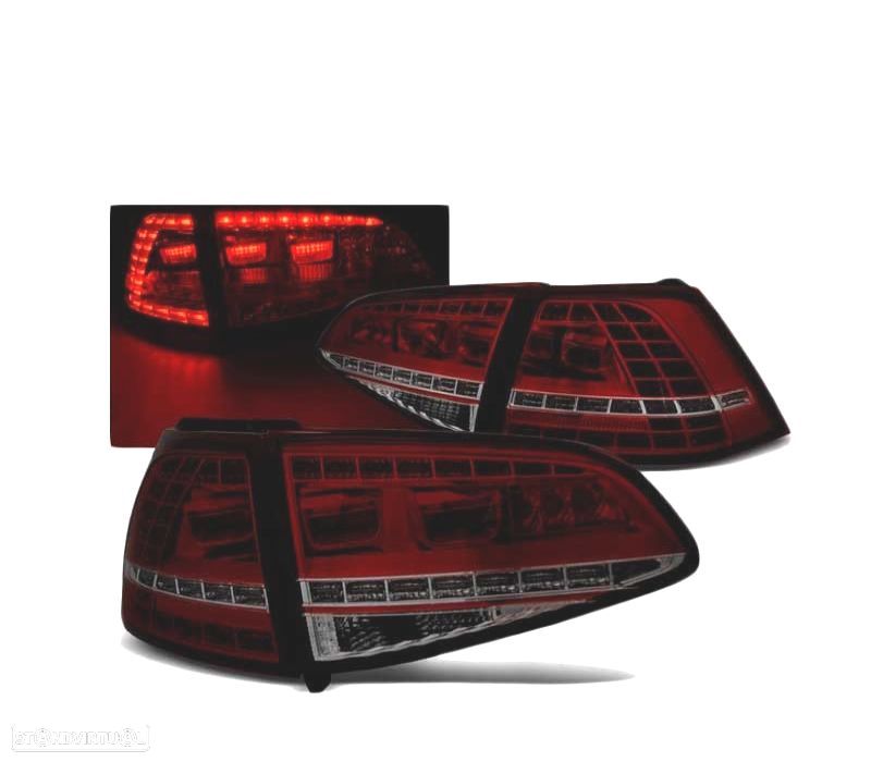 FAROLINS TRASEIROS LED PARA VOLKSWAGEN VW GOLF 7 12-17 LOOK GTI VERMELHO CROMADO ESCURECIDO - 1