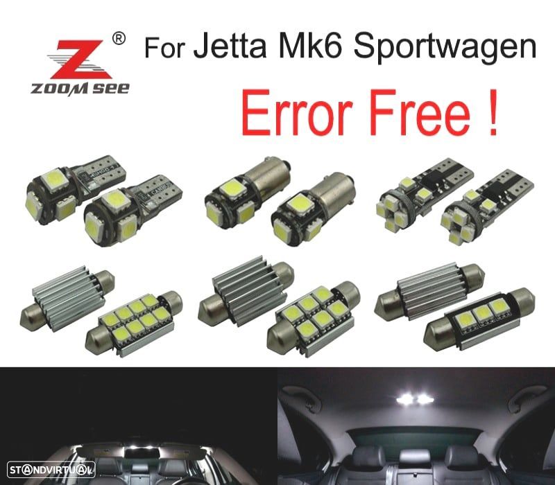 KIT COMPLETO DE 13 LÂMPADAS LED INTERIOR PARA VOLKSWAGEN VW JETTA 6 MK6 MK VI SPORTWAGEN 2010-2014 - 1