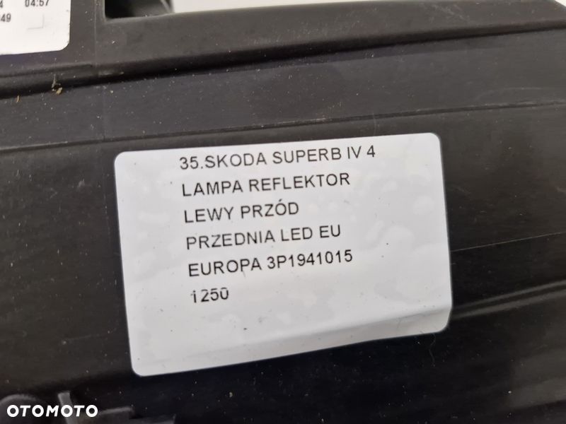 skoda superb 4 iv lampa lewy przód lewa przednia reflektor led eu 3p1941015 - 6