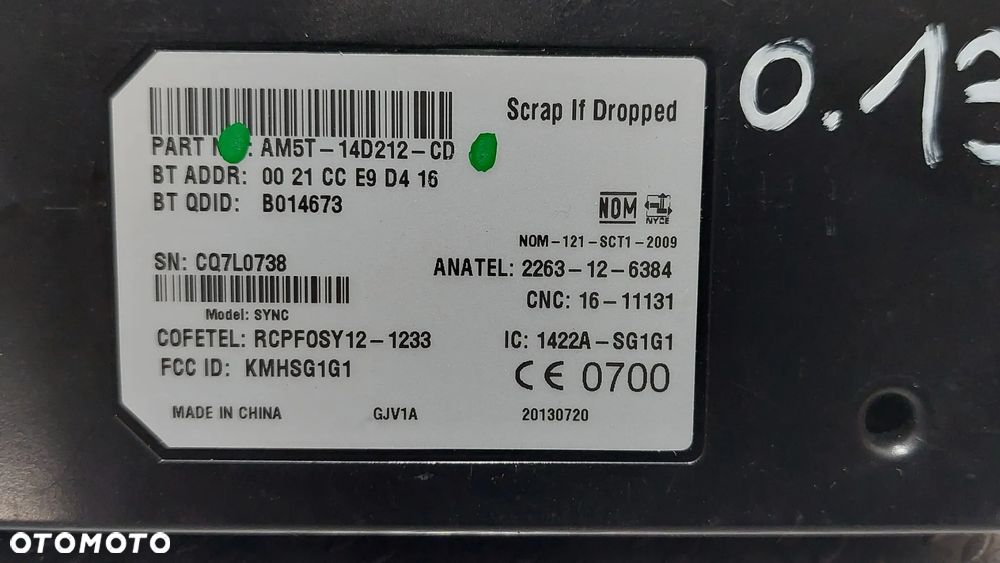 MODUŁ BLUETOOTH FORD B-MAX R2013 NR AM5T14D212CD - 2