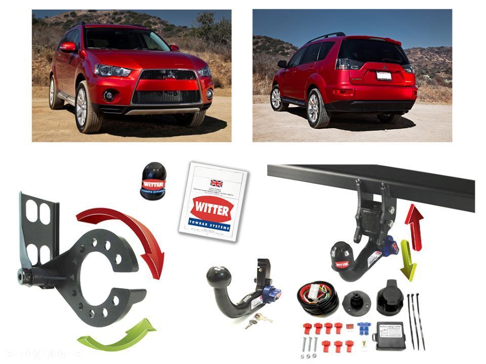 Hak Holowniczy Witter Automat Wypinany Pionowo Moduł 13 pin do Mitsubishi Outlander 3 III + Phev - 1
