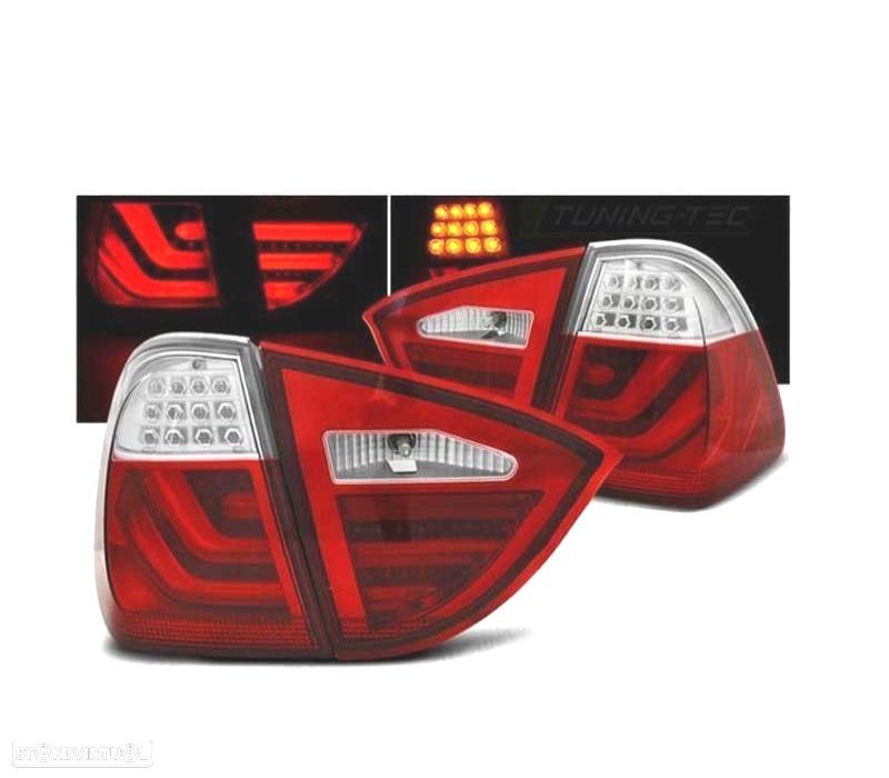 FAROLINS LIGHTBAR LED BMW E91 TOURING 05-08 CROMADO VERMELHO - 1
