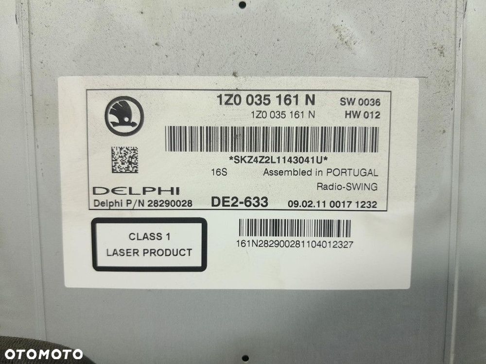 SKODA OCTAVIA II LIFT RADIO ODTWARZACZ CD 1Z0035161N - 5