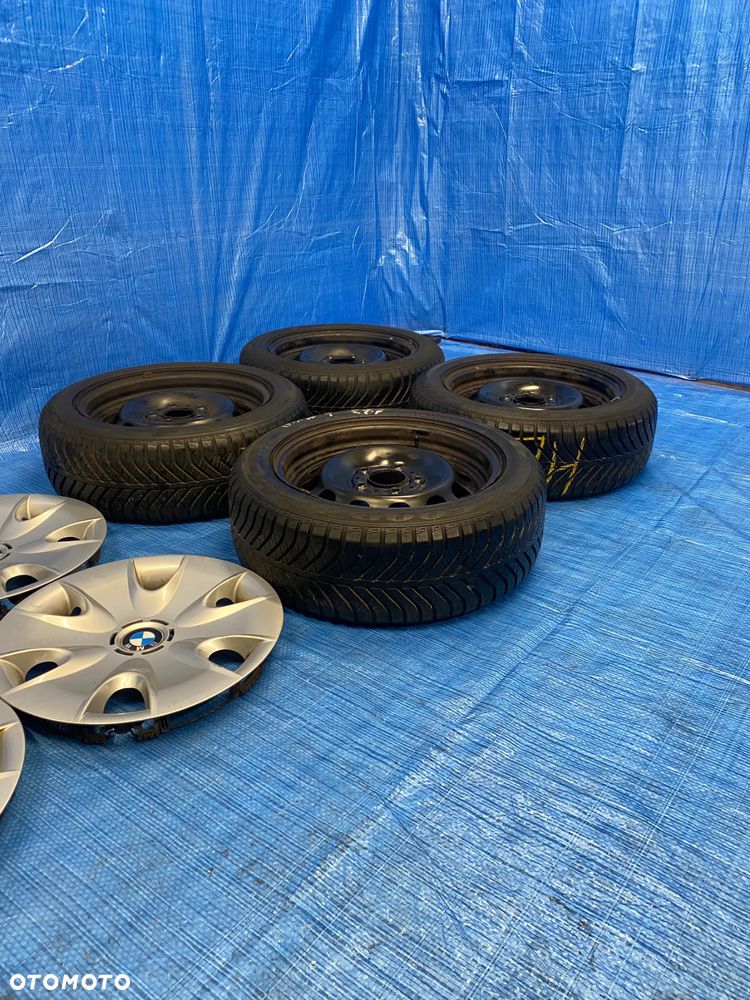 KOŁA KOŁO FELGA STALOWE 6,5J 16" 5X120; 72,6mm KOMPLET  OPONY CAŁOROCZNE RUNFLAT GOODYEAR 5,4mm  KOŁPAKI OE BMW 1 SERIA E81 E87  3 SERIA E36 E46 E90 E91 ITP. - 5