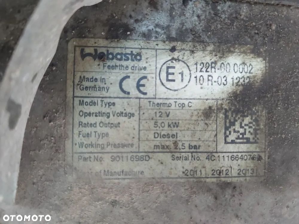 Webasto Ogrzewanie Postojowe Thermo Top C 12V 5.0kW Peugeot Boxer Jumper Ducato 2006-2014 9011698D - 5