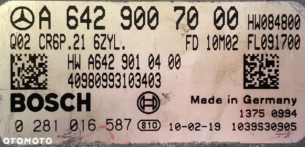 KOMPUTER SILNIKA ECU MERCEDES W212 3.0 CDI 642 0281016587 A6429007000 - 12