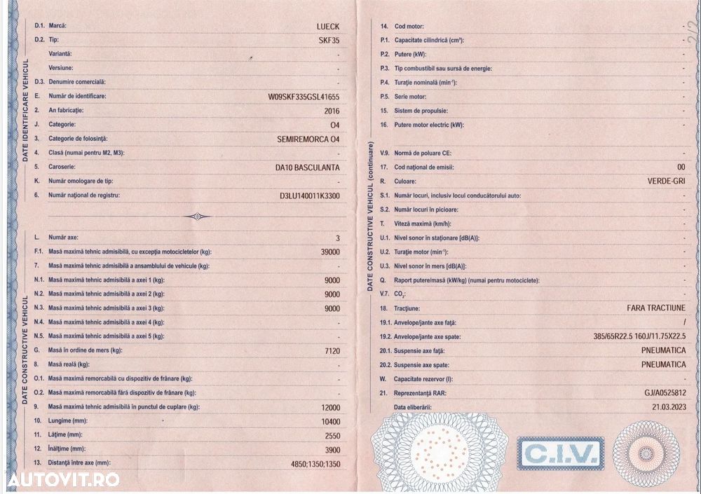 Langendorf Bena LUCK SKF 35 cereale fier agregate vrac semiremorci basculante 50mc - 5