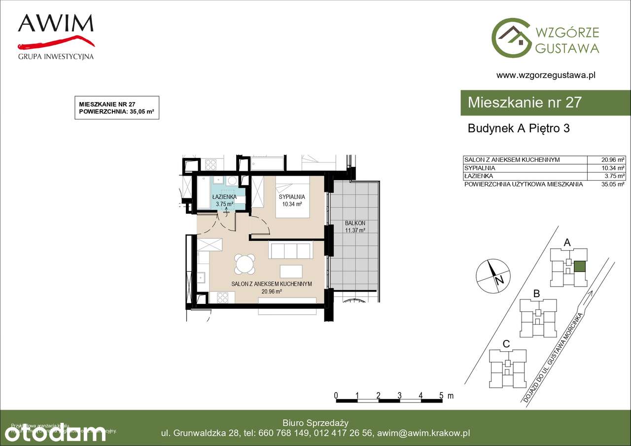 2-pokojowe mieszkanie 35,05m2+balkon_A27 - Pełny obrazek: 2/5