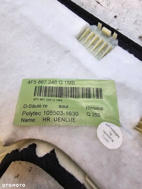 OSŁONA SŁUPKA D PRAWA AUDI A6 C6 SEDAN 4F5867246G 1MB - 5