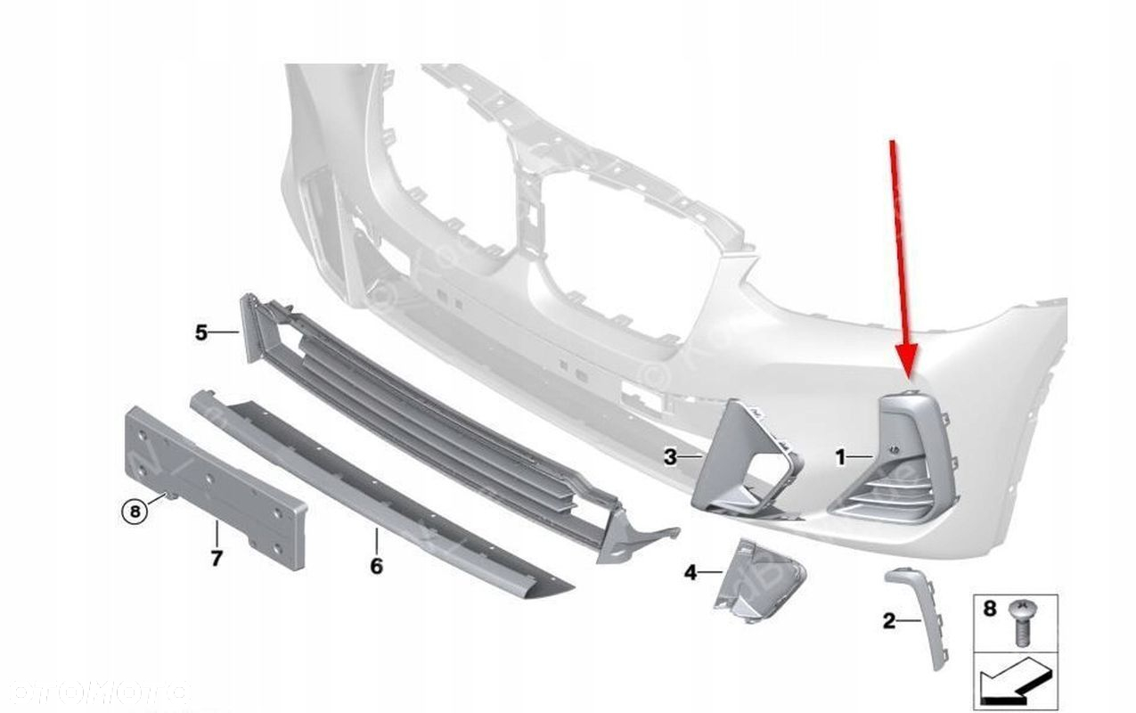 KRATKA ZDERZAKA PRZEDNIA PRZÓD BMW X3 G01 LEWA M PAKIET LIFT 51118081201 - 2