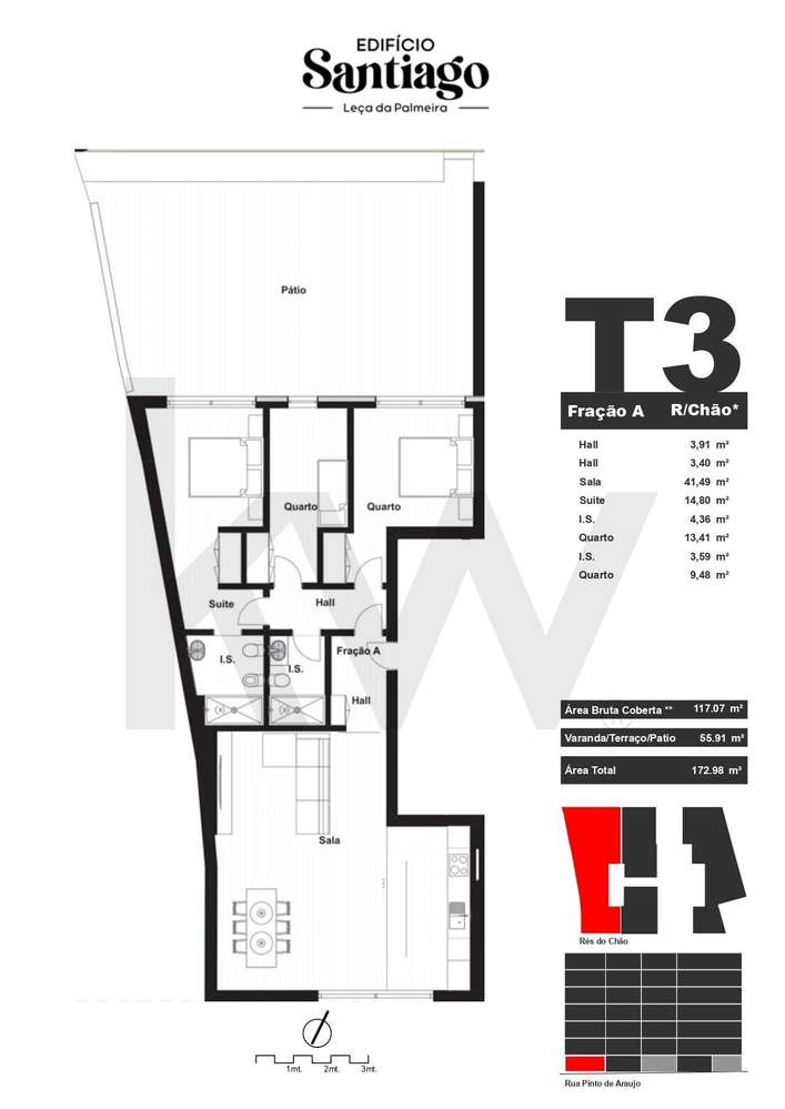 Apartamento T3, com terraço e garagem em Leça da Palmeira - Grande imagem: 2/23