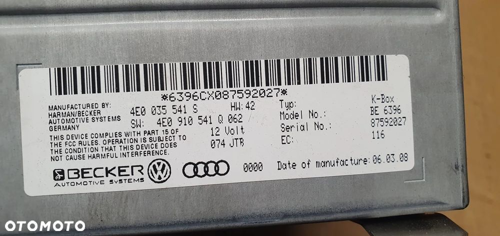 Moduł tuner radia BECKER Audi A8 D3 4E0035541S 4E0910541Q - 5