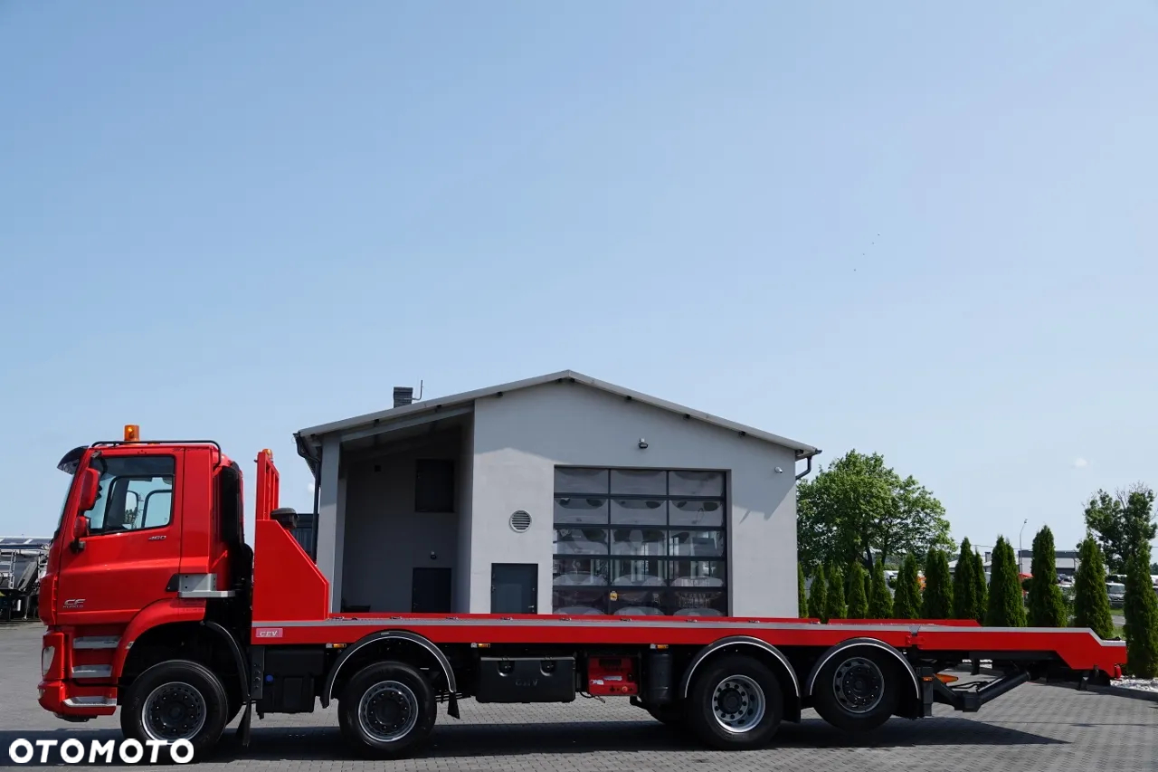 DAF CF 460 / 8x2/  LAWETA / PLATFORMA / NAJAZDY HYDRAULICZNE / WYCIĄGARKA / oś skrętna i podnoszona / EURO 6 - 6