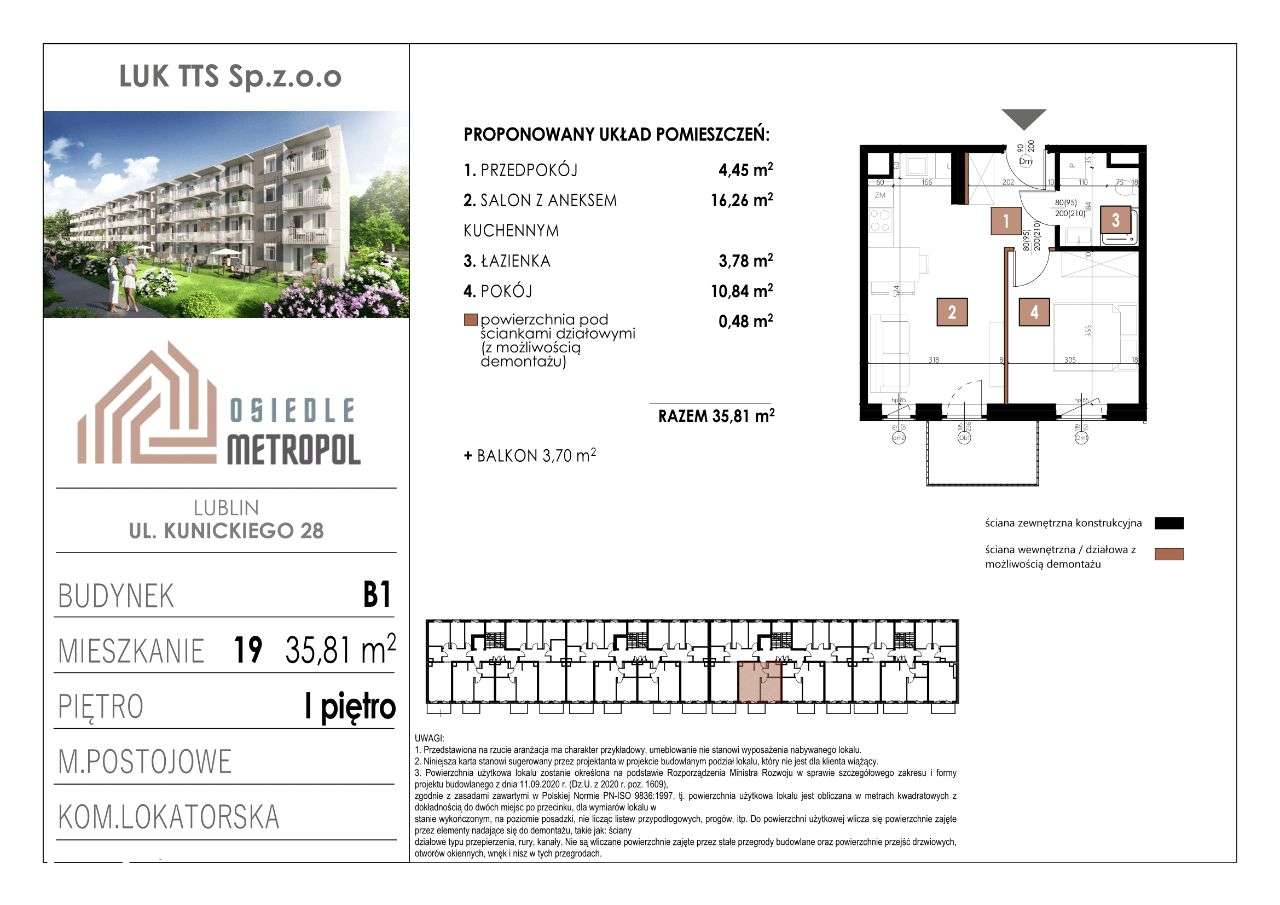 Budynek 1 Mieszkanie 19 | 2 pokoje z aneksem