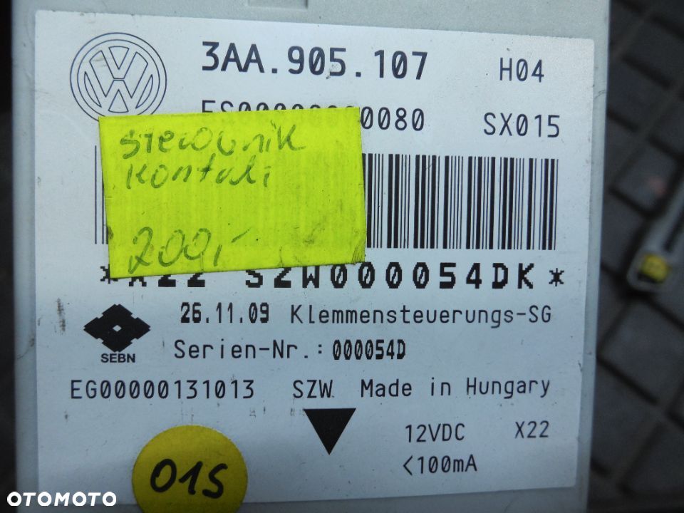 VW PASSAT STEROWNIK MODUŁ START STOP 3AA905107 - 2