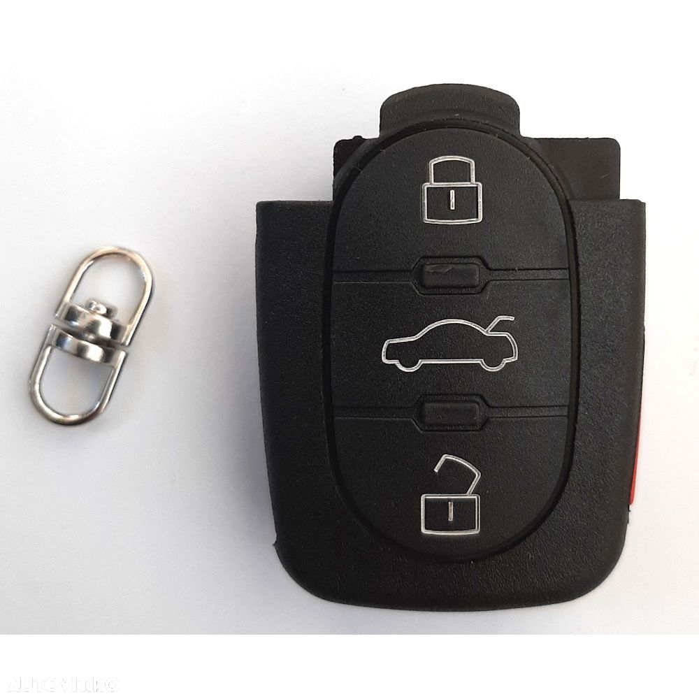 Carcasa cheie tip briceag Audi, model cu cu 3 butoane, pentru baterie tip CR1616, cu buton panica Lipsa Partea Superioara - 1