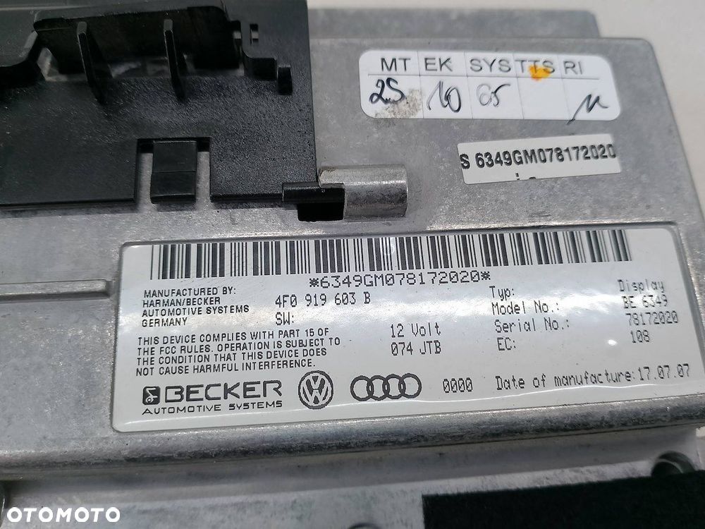 ZESTAW MUTIMEDIALNY AUDI A6 C6 4F0035541L 4E0919887L  4F1919611M 4F0919603B - 4