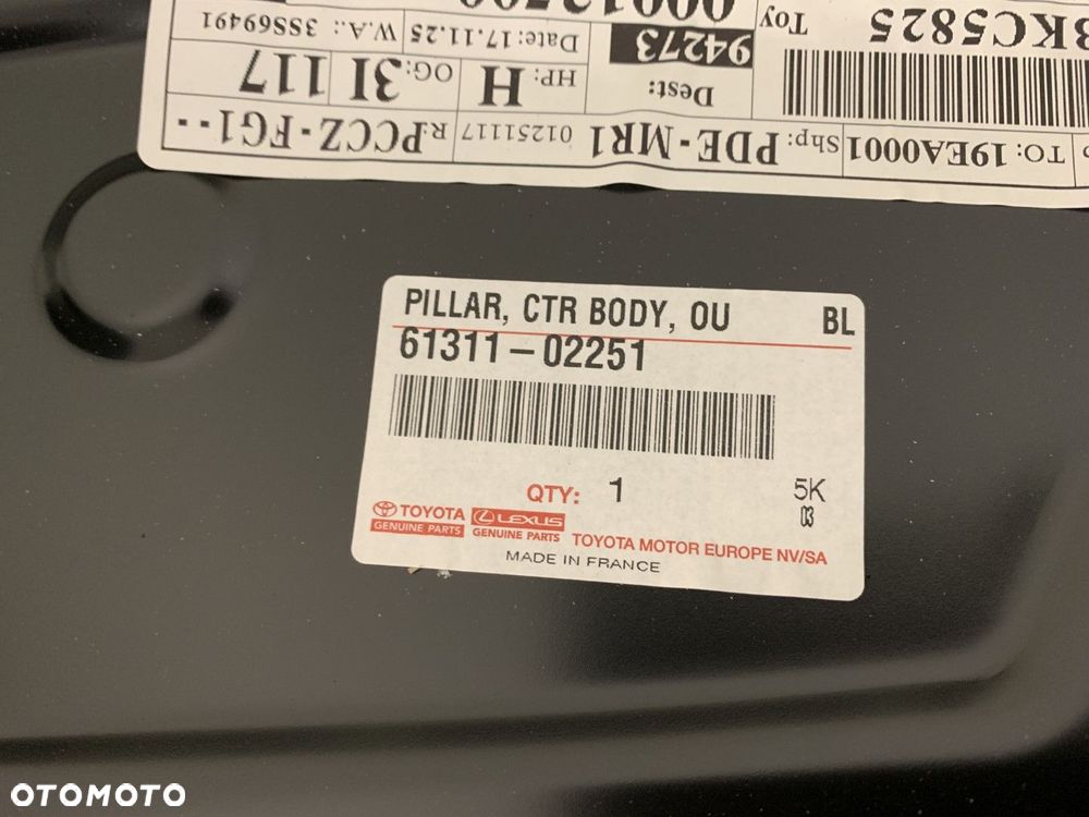 NOWY ORYGINALNY SŁUPEK PRÓG PRAWY SRODKOWY TOYOTA AURIS II 12-18 61311-02251 - 7
