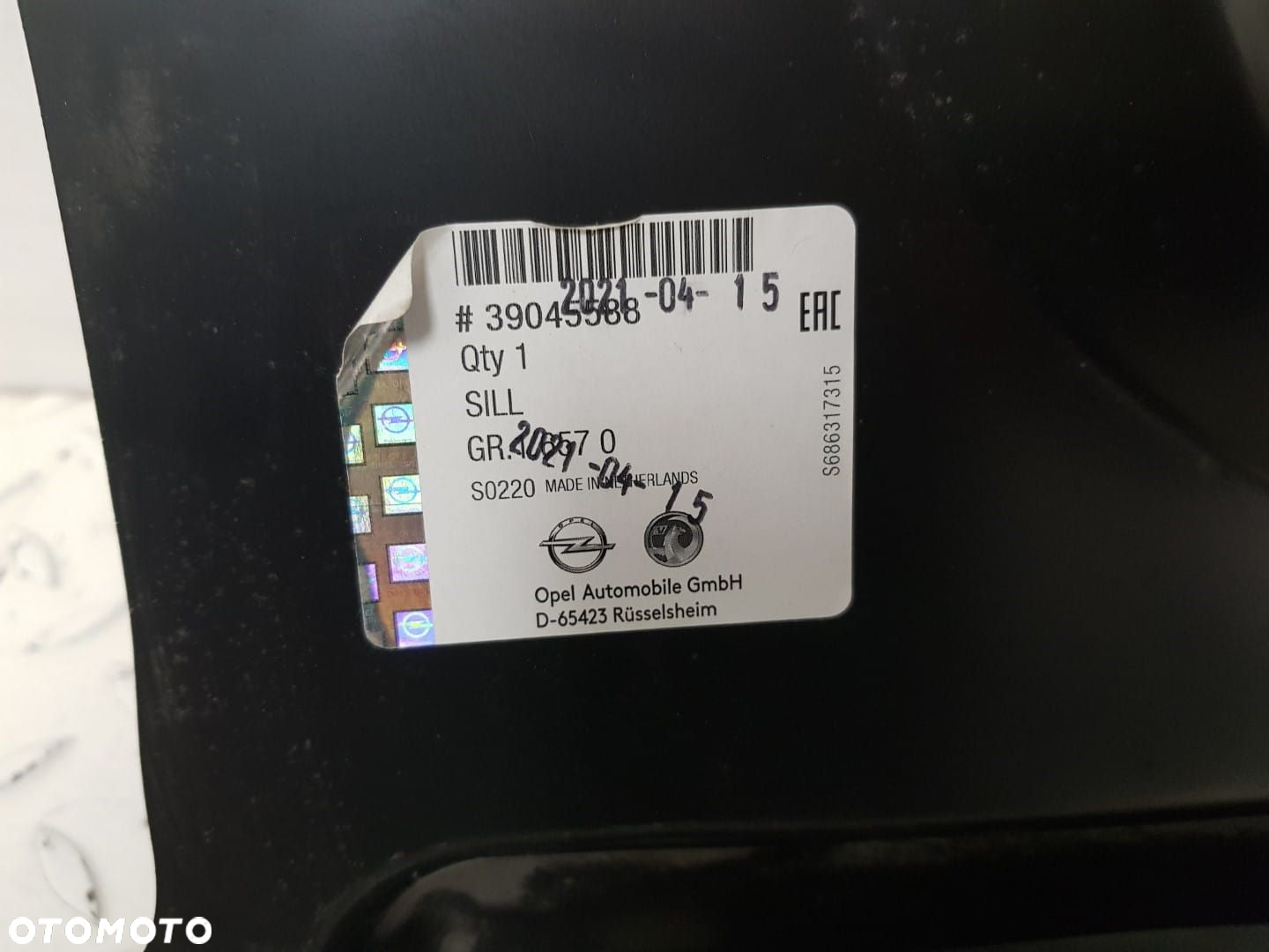 FABRYCZNIE NOWY ORYGINALNY PRÓG PRAWY PRZEDNI PRAWA PRZÓD OPEL ASTRA K V 5  15-22r 39045588 - 6