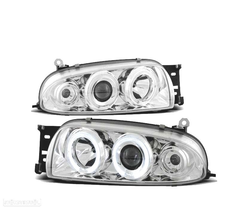 FARÓIS ANGEL EYES FORD FIESTA MK4 95-99 CHROME CROMADO - 1