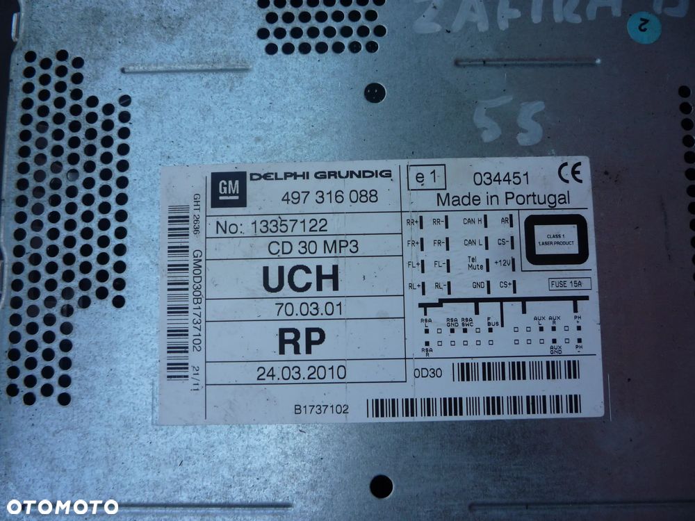 OPEL ZAFIRA B RADIO ORYGINALNE 13357122 - 2