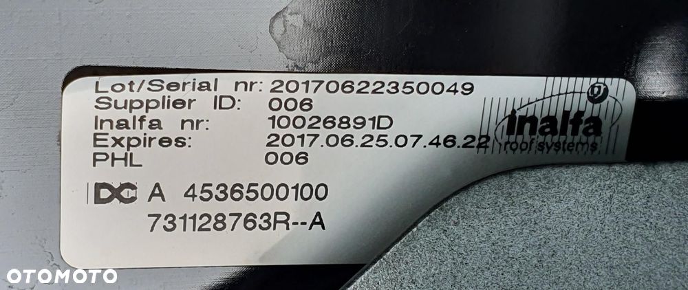 DACH SZKLANY PANORAMA SMART FORFOUR II 453 A4536500100 731128763R - 4
