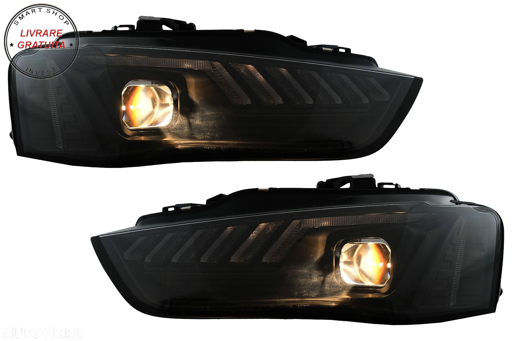 Faruri LED DRL Audi A4 B8.5 Facelift (2012-2015) Negru Semnal Dinamic- livrare gratuita - 5