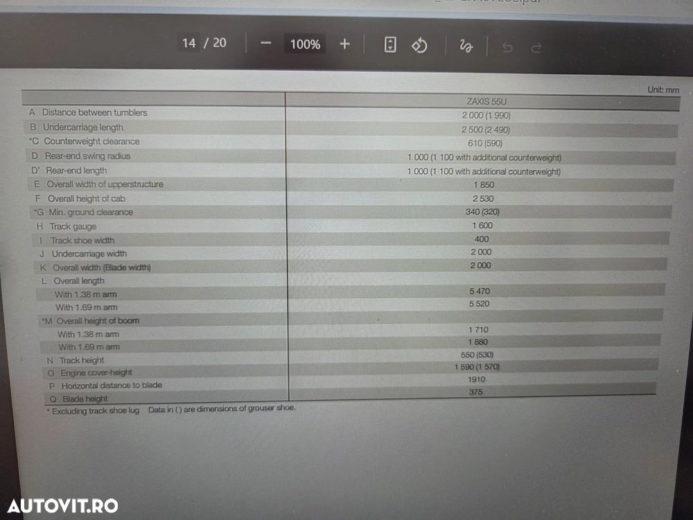 Hitachi ZX55, 5t, 2020, 2.189h, CUPLA RAPIDA HIDRAULICA+3 CUPE, senile cauciuc NOI, inst picon pe brate, inst rotire pe brate, LAMA NIVELARE, ad sapare 5m, latime 2m, ridica 3,2t, Aer cond, posibilitate leasing, STARE FOARTE BUNA-PROMOTIE 41.900 EUR+Tva - 36