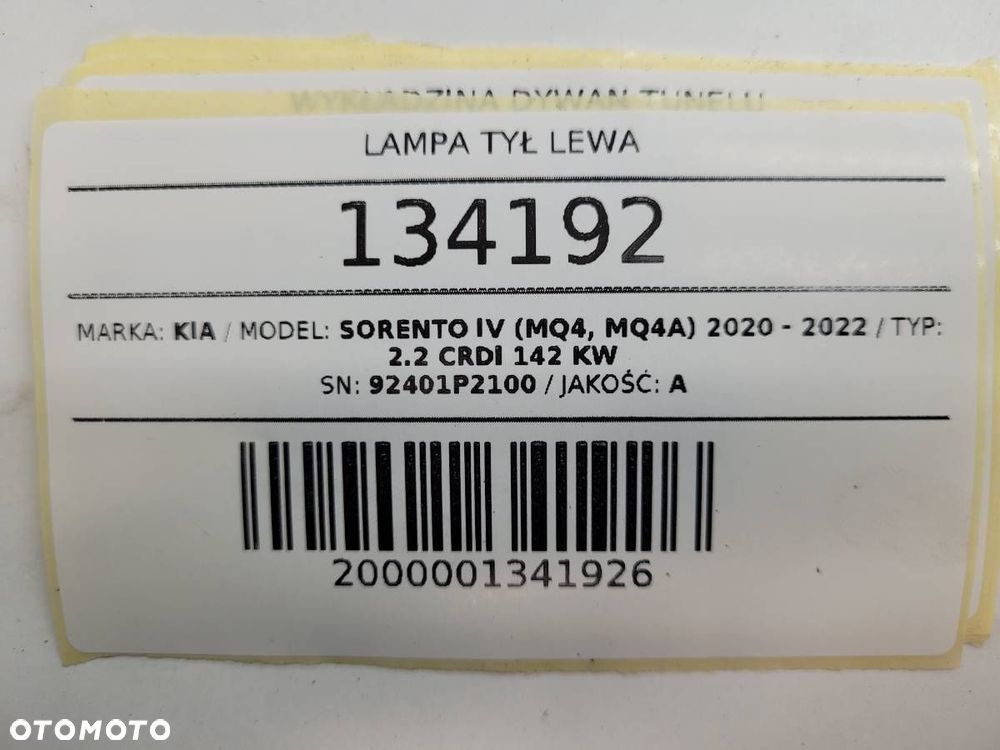 LAMPA LED LEDOWA TYŁ TYLNA LEWA KIA SORENTO IV MQ4 92401P2100 EUROPA - 8