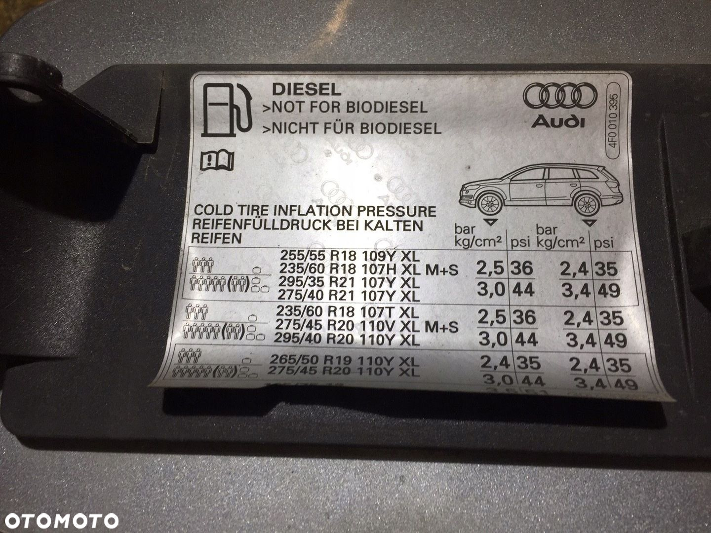 Q7 4L KLAPKA WLEWU PALIWA KOREK LY7G 4L0809857 - 12