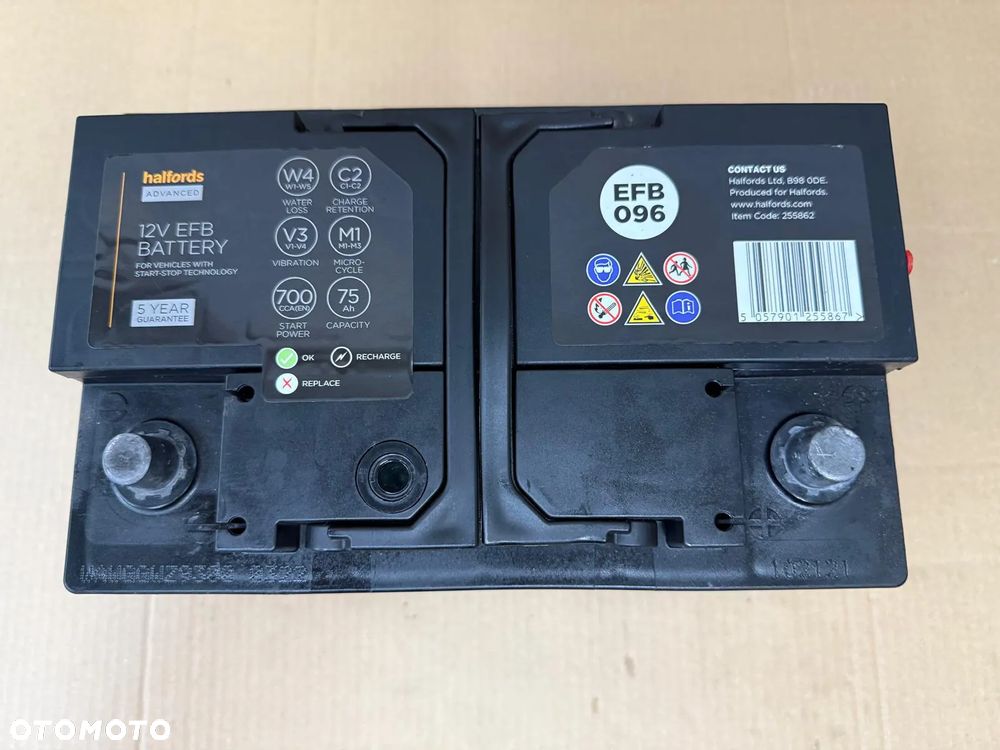 AKUMULATOR  HALFORDS EFB096 75AH 700A START STOP - 3
