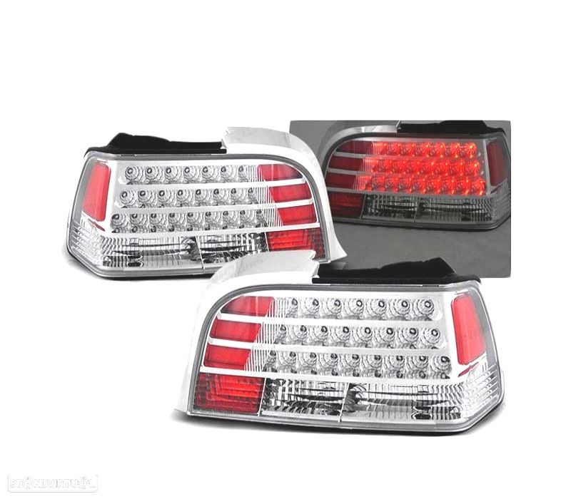 FAROLINS TRASEIROS LED PARA BMW E36 COUPÊ 90-99 CROMADO - 1