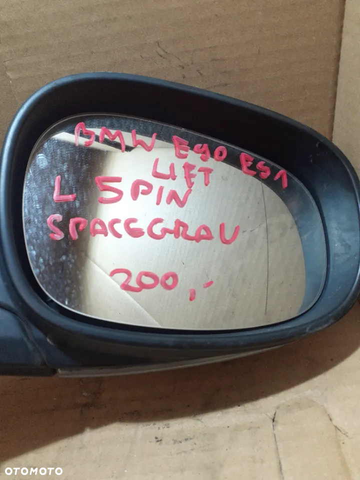 LUSTERKO LEWE LEWA LEWY  SPACEGRAU SREBRNY SREBRNE  5 PIN BMW E90 E91 SERIA 3  LIFT FL - 2