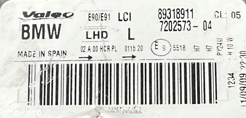 BMW 3 E90 E91 LIFT LAMPA LEWA PRZÓD EUROPA 7202573 - 7