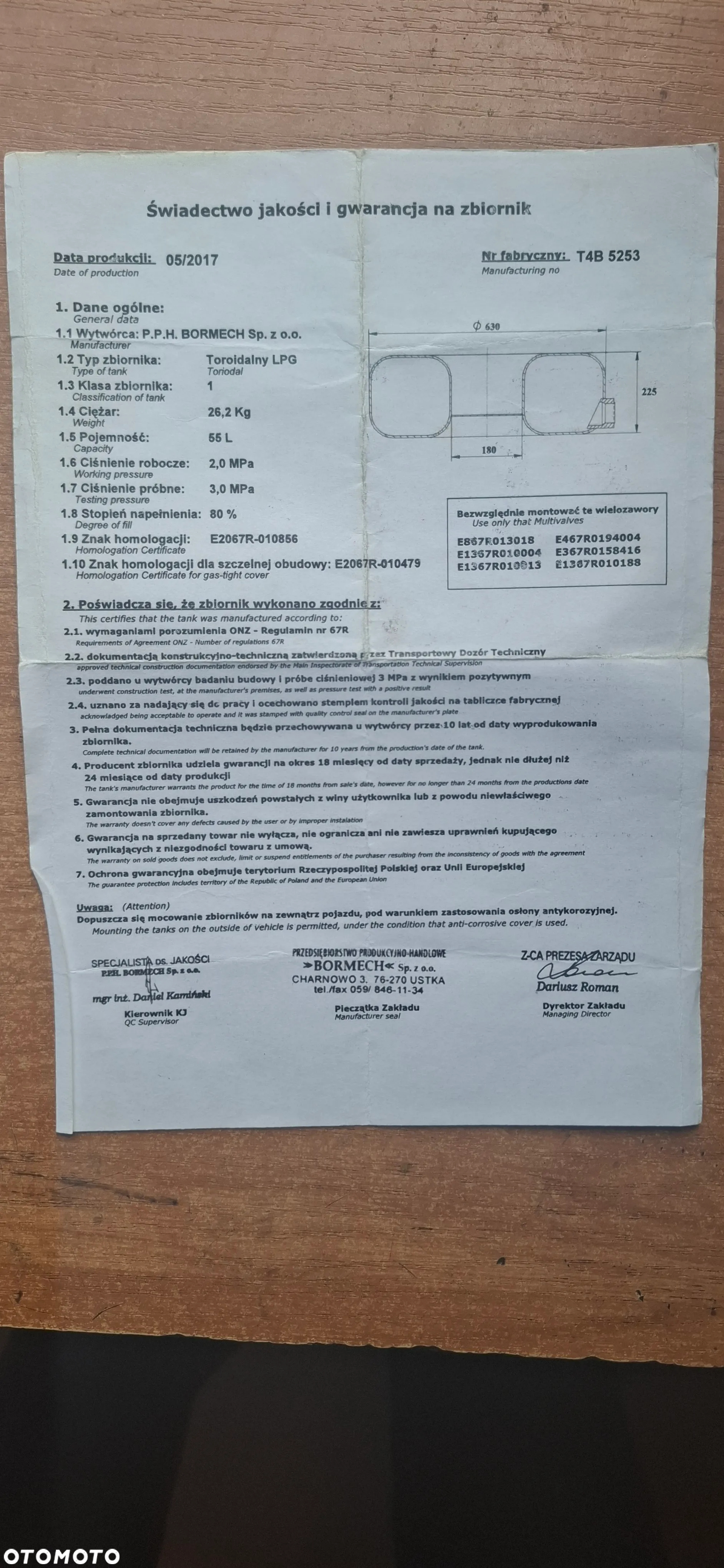 Zbiornik lpg butla 44 l legalizacja 2032r - 2