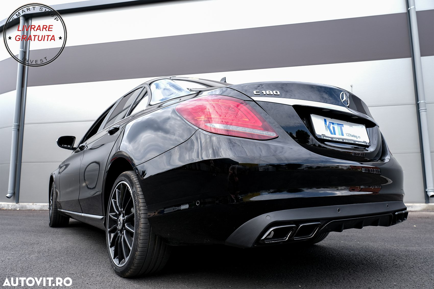 Difuzor Bara Spate cu Ornamente Evacuare Mercedes C-Class W205 S205 (2014-up) C63 - livrare gratuita - 16