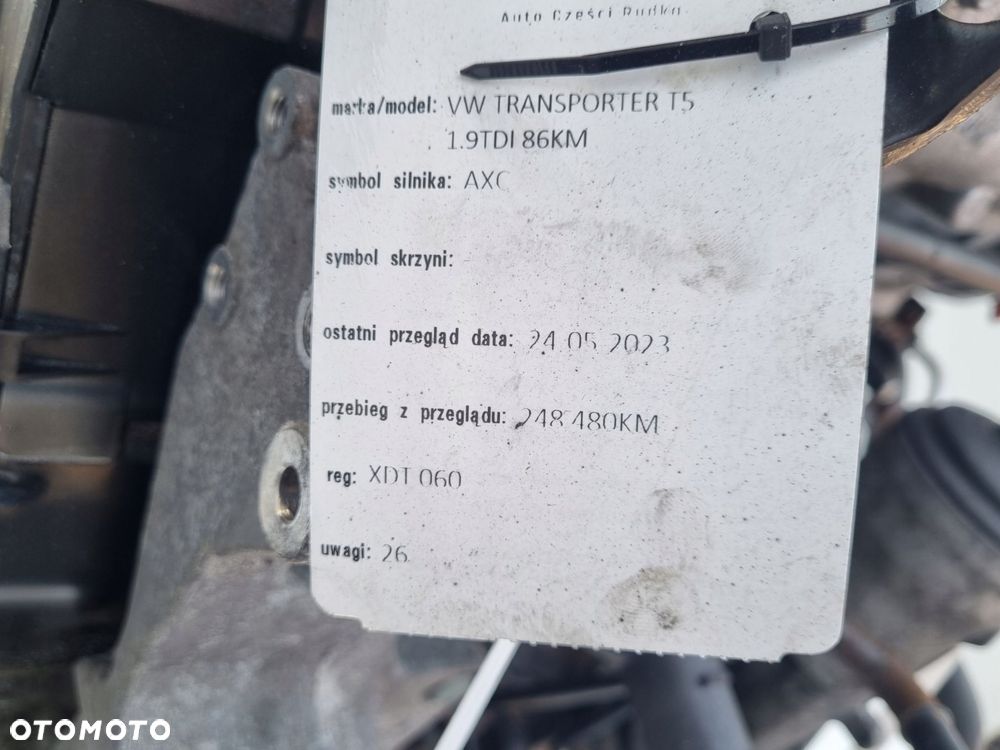 SILNIK KOMPLET VW Transporter T5 1.9 TDI 85KM udokumentowane 248tyś AXC - 12
