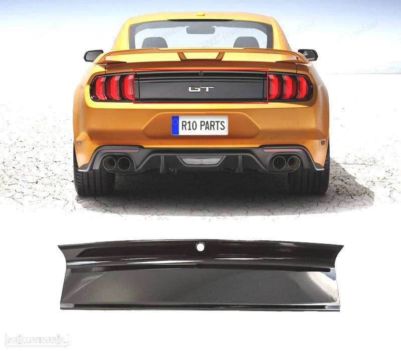 TAMPA DO PORTA-MALAS FORD MUSTANG 15-20 LOOK GT PRETO BRILHANTE - 1