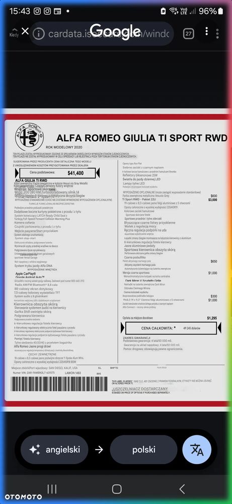 Alfa Romeo Giulia 2.0 Turbo 16V AT8 Veloce Ti - 16