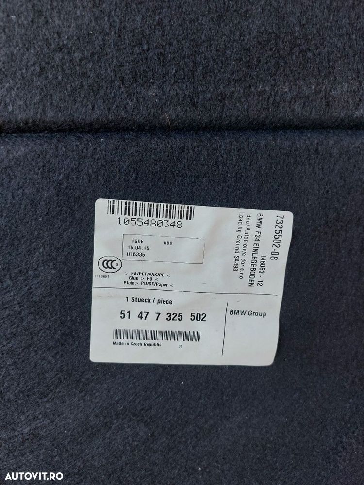 Podea falsă de portbagaj (mochetă),BMW F34 GT-2015 - 3