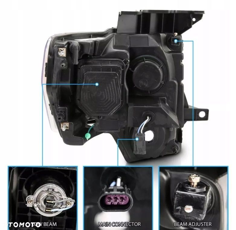 Reflektory Lampy kpl Soczewka Clear Chrom Europa Ford F150 XII mk 12 08- - 8