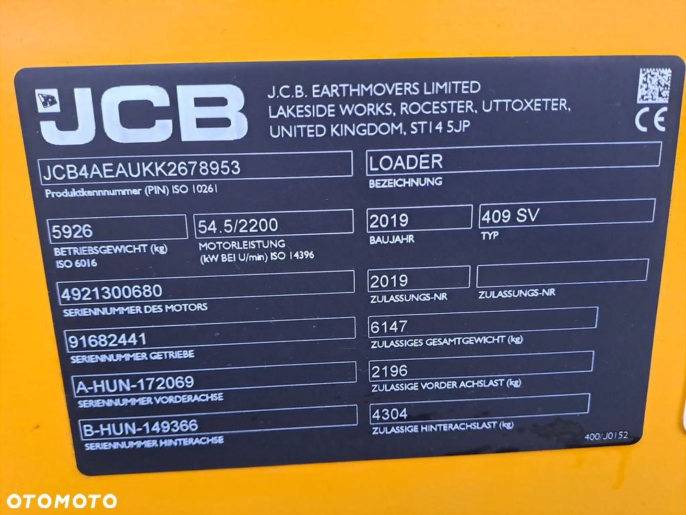 JCB 409 SV 2019 ROK Z NIEMIEC TYLKO 1986 MTH / 406 / 407 - 14
