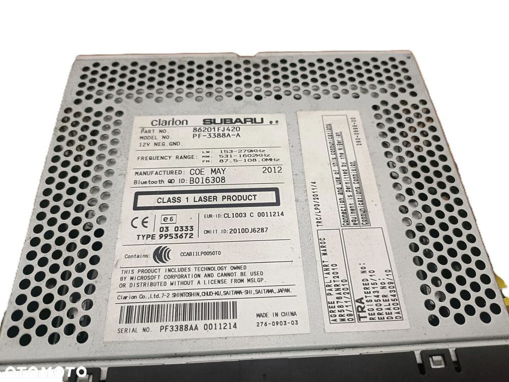 SUBARU XV I 11-17 2012 r. RADIOOTWARZACZ RADIOODBIORNIK RADIO 86201FJ420 * - 3