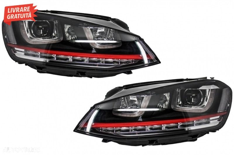 Ansamblu Faruri 3D Semnal Dinamic LED cu Grila VW Golf 7 VII (2012-201 - 6